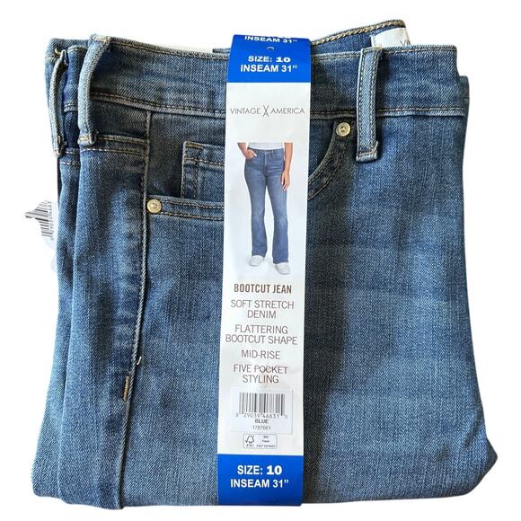 Vintage X America Womens Blue Bootcut Jean Mid-rise Jeans 10 - Picture 5 of 5